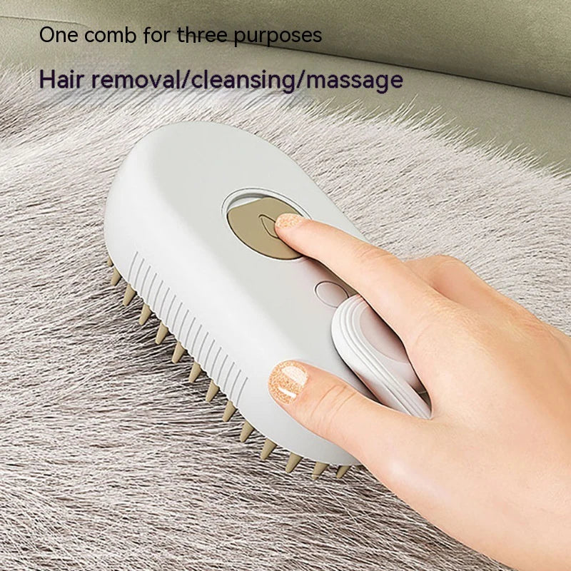 Purr-fectly Steamy Fur-Removal Spa: The 3-in-1 Cat & Dog Brush for Furry Fashionistas!
