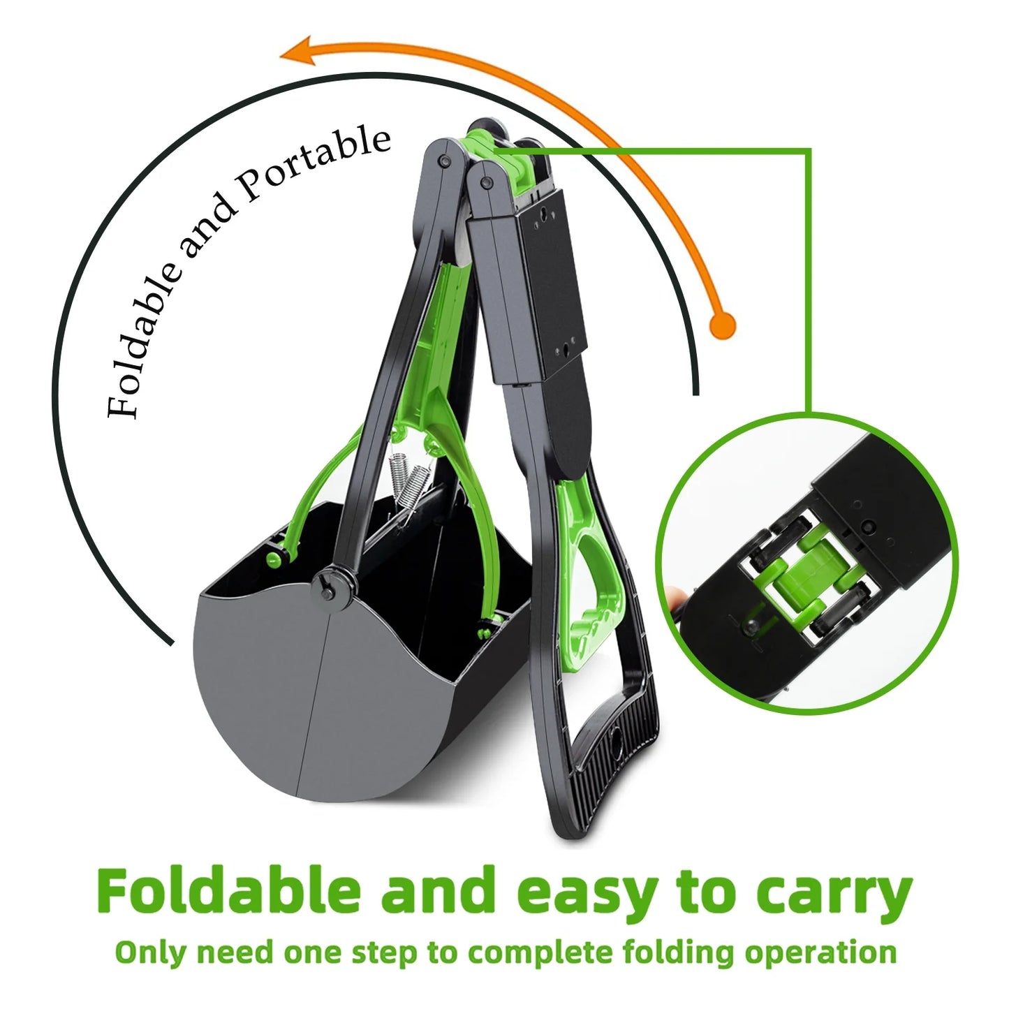 Non-Breakable Pet Pooper Scooper for Dogs and Cats with Long Handle,Foldable Dog Poop Waste Pick up Rake (Green)