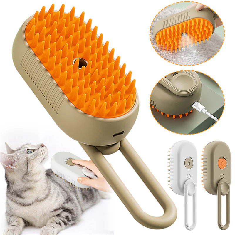 Purr-fectly Steamy Fur-Removal Spa: The 3-in-1 Cat & Dog Brush for Furry Fashionistas!
