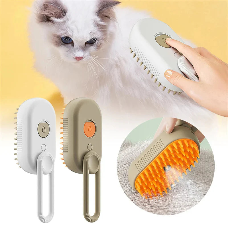 Purr-fectly Steamy Fur-Removal Spa: The 3-in-1 Cat & Dog Brush for Furry Fashionistas!