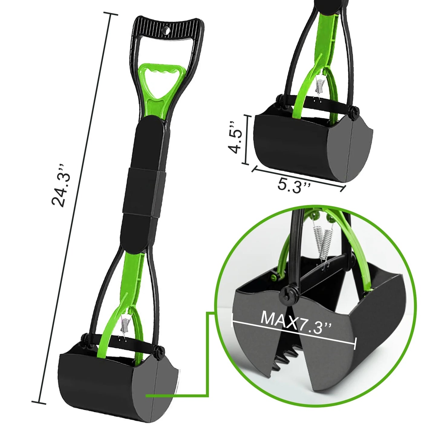 Non-Breakable Pet Pooper Scooper for Dogs and Cats with Long Handle,Foldable Dog Poop Waste Pick up Rake (Green)