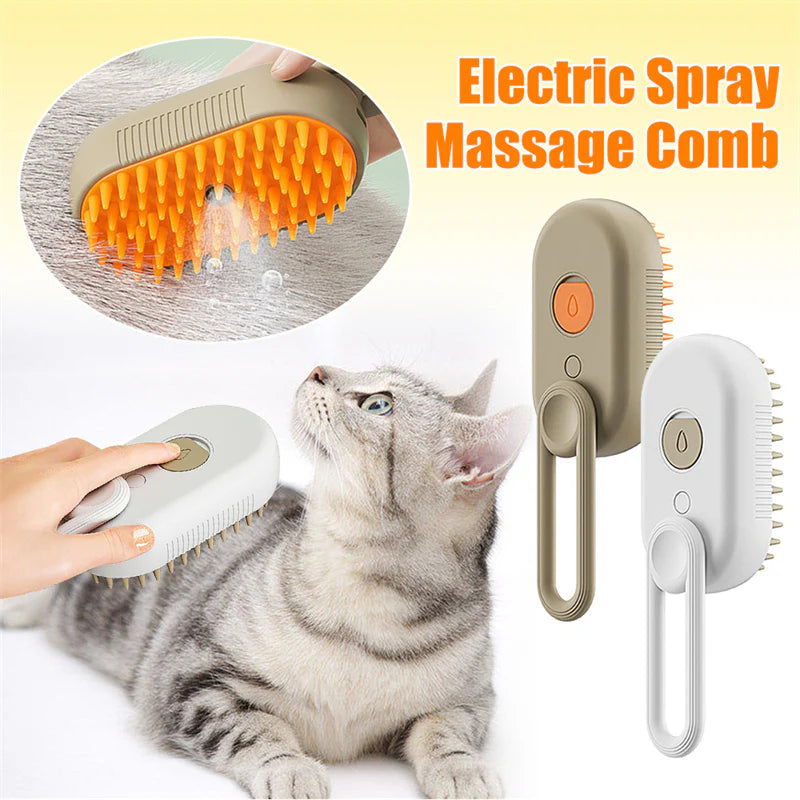 Purr-fectly Steamy Fur-Removal Spa: The 3-in-1 Cat & Dog Brush for Furry Fashionistas!