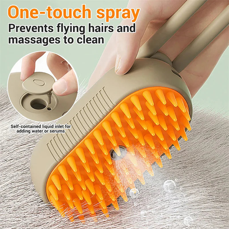 Purr-fectly Steamy Fur-Removal Spa: The 3-in-1 Cat & Dog Brush for Furry Fashionistas!